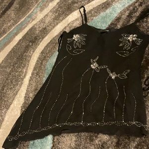 mileage XL cute black tank top with beads